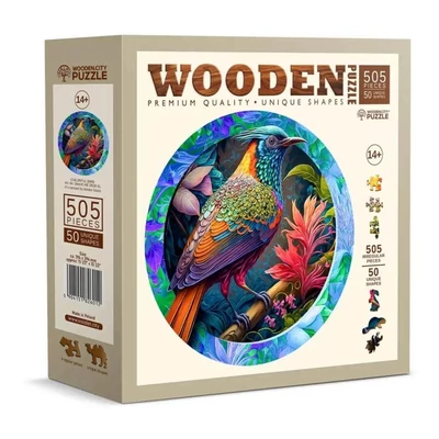 Wooden City HE0500-XL - Színpompás madár - 505 db-os fa puzzle