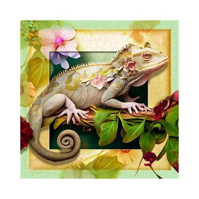 Wooden City HE0503-XL - Kaméleon virágok között - 505 db-os fa puzzle