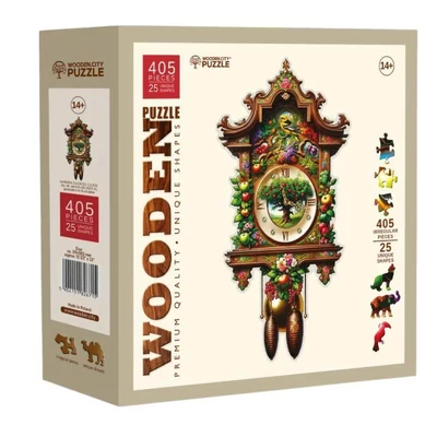 Wooden City HE0507-XL - Kerti kakukkos óra - 405 db-os fa puzzle