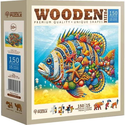 Wooden City NB0600-M - Mesés hal - 150 db-os fa puzzle