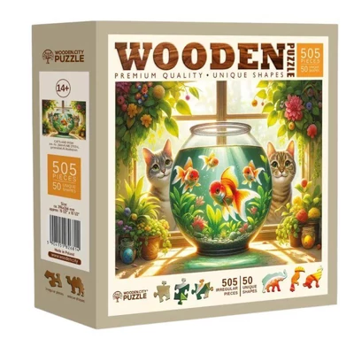 Wooden City NB0700-L - Cicák és halak - 505 db-os fa puzzle