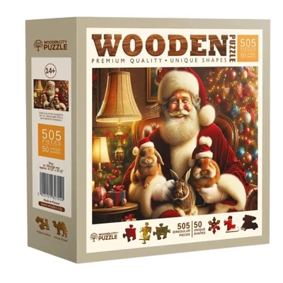 Wooden City NB0705-L - Mikulás nyuszikkal - 505 db-os fa puzzle