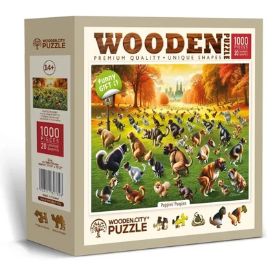 Wooden City NB0817-XL - Kakiló kutyák - 1000 db-os fa puzzle