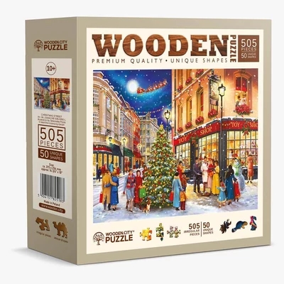 Wooden City NB505-0050-L - Karácsonyi utca - 505 db-os fa puzzle