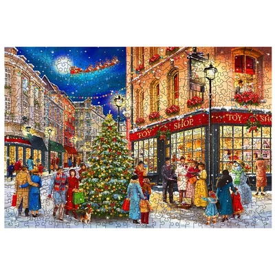 Wooden City NB505-0050-L - Karácsonyi utca - 505 db-os fa puzzle