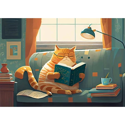 Yazz 3827 - Cat &amp; Books - 1000 db-os puzzle