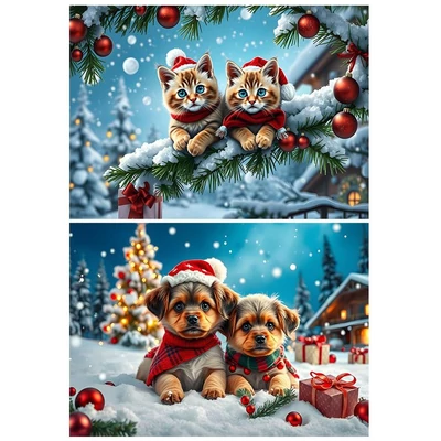 Alipson 50260 - Christmas Kittens and Puppies - 2 x 500 db-os puzzle