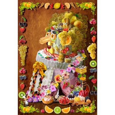 Bluebird 90384 - La Cantatrice Gâteau inspirée par Arcimboldo - 1000 db-os puzzle