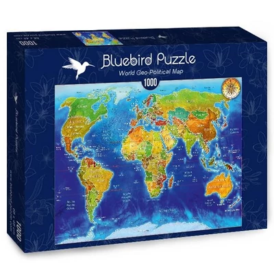 Bluebird 70337 - World Geo-Political Map - 1000 db-os puzzle