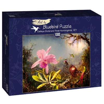 Bluebird Art by 60097 - Martin Johnson Heade - Cattleya Orchid and Three Hummingbirds, 1871 - 1000 db-os puzzle