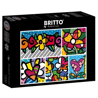 Bluebird 90020 Romero Britto - Collage: Hearts and Flowers - 1500 db-os puzzle