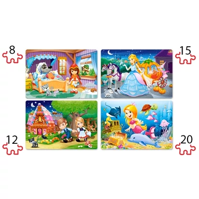 Castorland B-041008 - Gyönyörű tündérmesék - 4 az 1-ben (8, 12, 15, 20 db-os) puzzle