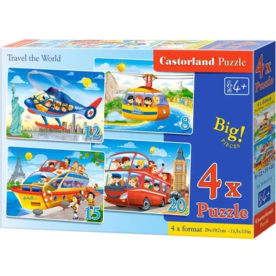 Castorland B-041015 - Világkörüli út - 4 az 1-ben (8, 12, 15, 20 db-os) puzzle