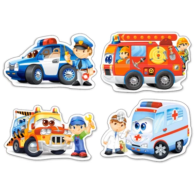 Castorland B-04393 - Sziluett puzzle - Mentő járművek - 4,5,6,7 db-os puzzle
