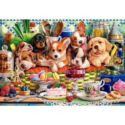 Castorland C-105335 - Délutáni tea kiskutyákkal - 1000 db-os puzzle
