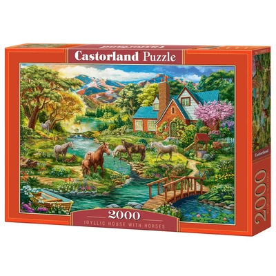Castorland C-200931 - Idilli ház, lovakkal - 2000 db-os puzzle