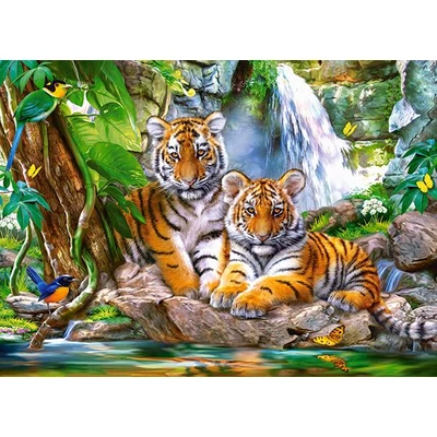 Castorland B-030385 - Tigrisek a vízesésnél - 300 db-os puzzle