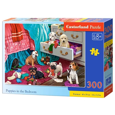 Castorland B-030392 - Kiskutyák a hálószobában - 300 db-os puzzle