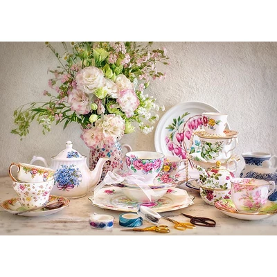 Castorland B-53384 - Csendélet porcelánnal és virágokkal - 500 db-os puzzle