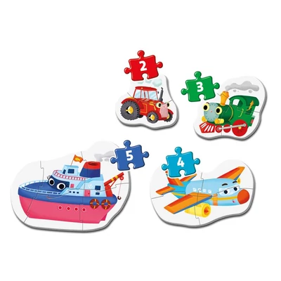 Clementoni 20811 - Bébi sziluett puzzle - Járművek - 2,3,4,5 db-os puzzle