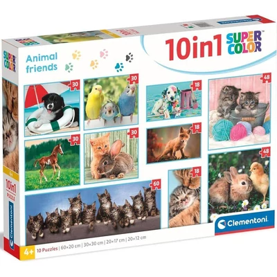 Clementoni 20283 - Állatok - 10 az 1-ben Szuper színes puzzle (18, 30, 48, 60)