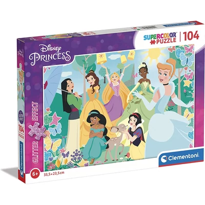Clementoni 104 db-os Szuper Színes  puzzle - Disney Princess - Glitter effect (20346)