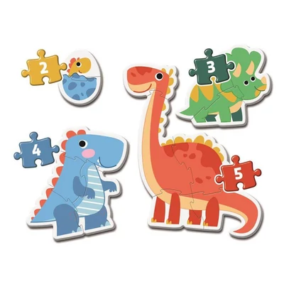 Clementoni 20834 - Dinoszauruszok - 4 az 1-ben Első puzzle (2,3,4,5  db-os)