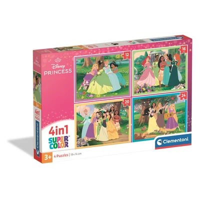 Clementoni 21746 - Disney Hercegnők - 4 az 1-ben Szuper színes puzzle (12,16,20,24 db-os)