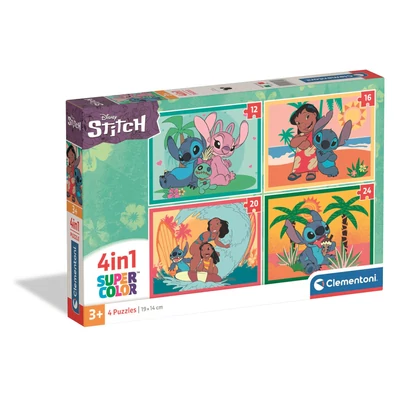 Clementoni 21745 - Stitch - 4 az 1-ben Szuper színes puzzle (12,16,20,24 db-os)