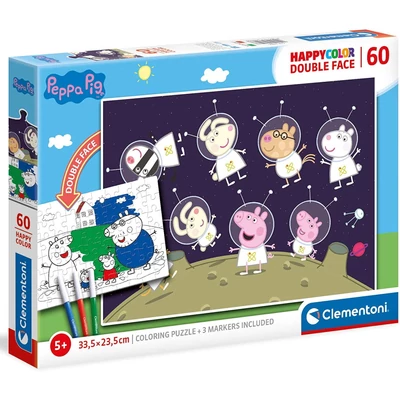Clementoni 26096 - Peppa malac - Űrséta - 60 db-os Színezhető kétoldalas puzzle