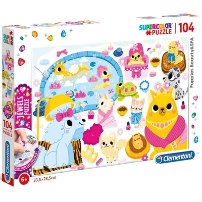 Clementoni 20167 - Kutyus szépségszalon - 104 db-os puzzle Ékkövekkel