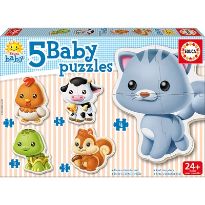Educa 13473 -  Baby sziluett puzzle - Állatok - Cicás - 3,4,5 db-os puzzle