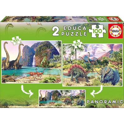 Educa 15620 - Dínók világa - 2 x 100 db-os puzzle
