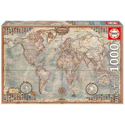 Educa 16764 - Miniature puzzle - Politikai világtérkép - 1000 db-os puzzle