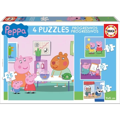 Educa 16817 - Peppa malac - 4 az 1-ben puzzle (12,16,20,25 db-os) puzzle