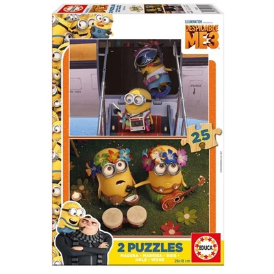 Educa 17231 - Gru 3 - Minyonok - 2 x 25 db-os fa puzzle