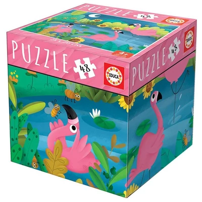 Educa 18073 - Mini box - Flamingók - 48 db-os puzzle