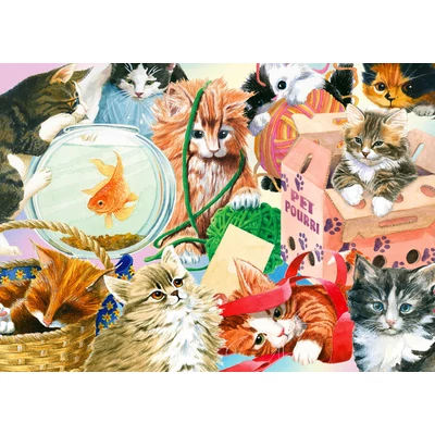 Enjoy Puzzle - 1898 - Curious Cats - 1000 db-os puzzle