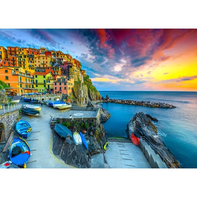 Enjoy Puzzle - 2084 - Manarola Harbor at Sunset, Cinque Terre, Italy - 1000 db-os puzzle