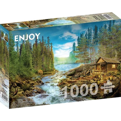 Enjoy Puzzle - 1605 - A Log Cabin by the Rapids - 1000 db-os puzzle