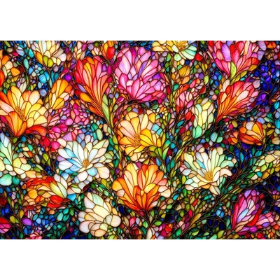 Enjoy 2294 - Abstract Stained Glass Flower Garden - 1000 db-os puzzle