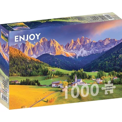 Enjoy Puzzle - 1320 - Church in Dolomites Mountains, Italy - 1000 db-os puzzle