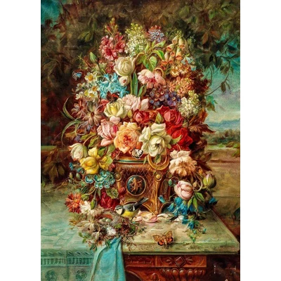 Enjoy Puzzle - 1518 - Flowers Still Life with Blue Tit - 1000 db-os puzzle