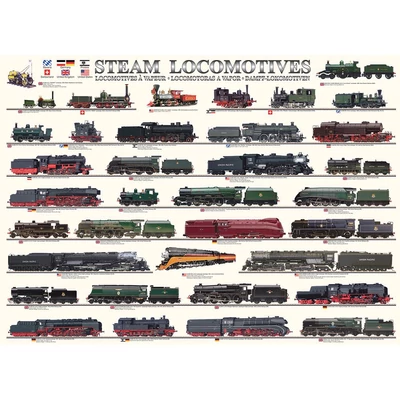 EuroGraphics 6000-0090 - Steam Locomotives - 1000 db-os puzzle