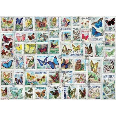 EuroGraphics 8500-5356 - Vintage Stamps - Butterflies - 500 db-os puzzle
