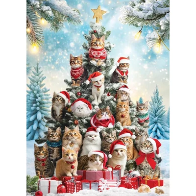 EuroGraphics 6000-6072 - Christmas Tree Cats - 1000 db-os puzzle