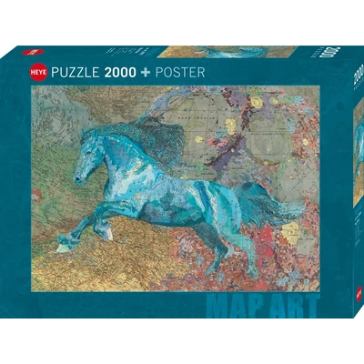 Heye 30092 -  Map Art - Horse - 2000 db-os puzzle