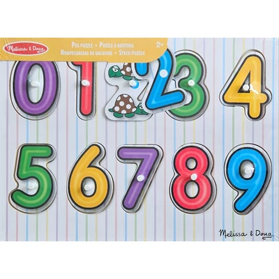 Melissa and Doug 1299 - Számok - 10 db-os fa puzzle fogantyúkkal