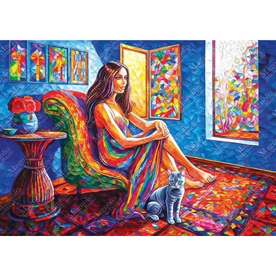 Magnolia 8609 - Woman with Cat - Elif Hürdogan Special Edition - 1000 db-os puzzle