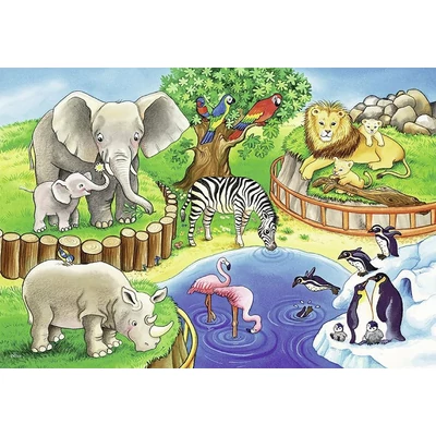 Ravensburger 07602 - Az állatkertben - 2 x 12 db-os puzzle